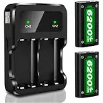 Ponkor Rechargeable Battery Packs for Xbox Series X|S/Xbox One, 2 x 6200 mWh Batteries with High-Speed Charging Station for Xbox One S/Xbox One X/Xbox One Elite Controller Battery Pack