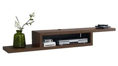 Martin Furniture Asymmetrical Floating Wall Mounted TV Console, 60inch, Skyline Walnut