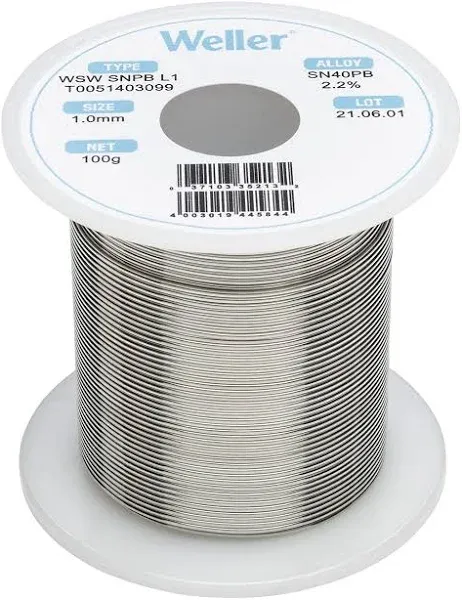 Weller T0051403099 WSW SNPB L1 Solder Wire, 1,0mm, 100g