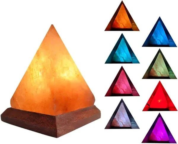 USB Himalayan Salt Lamp with 8 Colors Changing,Pyram<wbr/>id Crystal Salt Rock Lamp...