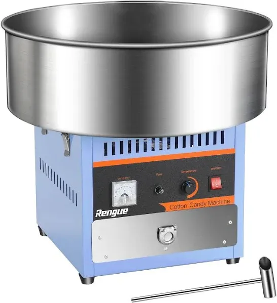 Rengue Cotton Candy Machine Commercial, 1000W Electric Cotton Candy Machine, Cotton Candy Maker with Stainless Steel Bowl, Sugar Scoop, Storage