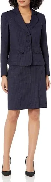 Le Suit Navy check short blazer NWT size 4