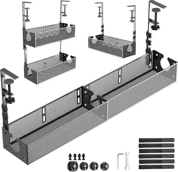 Under Desk Cable Management Tray 2 Packs Metal Under Desk Wire Management Clamp 