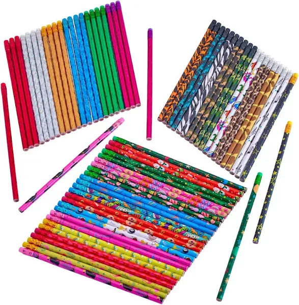 No.2 Pencil Assortment 144PC - Assorted Colorful Pencils - Classroom Pencils w/Durable Erasers - Awards Incentives, Teacher Supplies, Student Reward, Fun School Supplies, Stationery