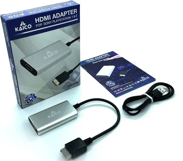 PS1 HDMI / PS2 AV Cable for all Sony PlayStation & PS2 Models - Built in switch to swap between RGB or Component - PS1 & PS2 to HDMI converter allows any PS to connect to any HD TV - By Kaico