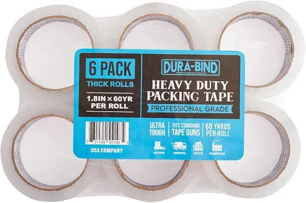 Heavy Duty Clear Packing Tape 1.8 Inch x 60 Yards. Tough Transparent Tape for...