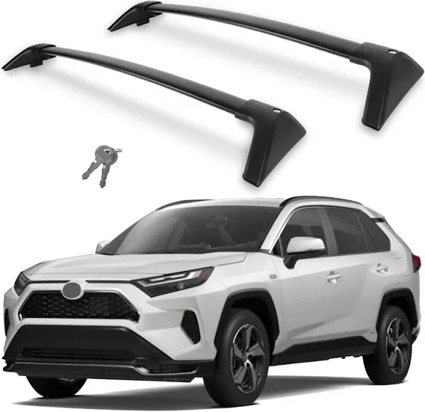 FLYCLE Roof Rack Aluminum Cross Bars for 2019-2024 RAV4 LE XLE XSE Premium Limited Hybrid with Side Rails, Cargo Racks Rooftop Luggage Canoe Kayak Bicycle roof Bag