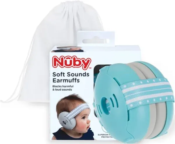 Nuby Soft Sounds Adjustable Baby Earmuffs with Travel Bag