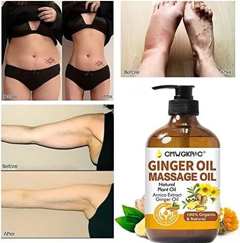 2 Pack Ginger Oil Lymphatic Drainage Massage,Belly Drainage Ginger Oil-Warming Tired Sore Muscle Ginger Massage Oils With Natural Arnica Extract