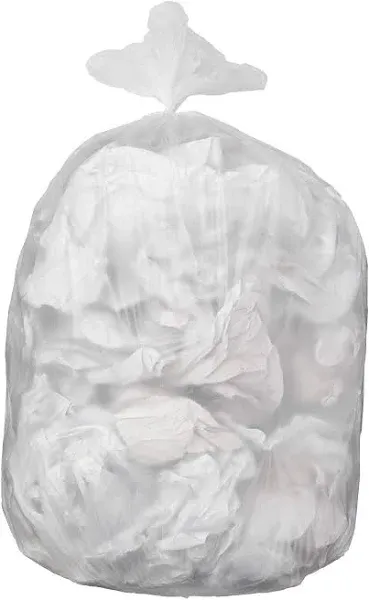 Amazon Basics 55 Gallon Trash Bags, Garbage 1.2 MIL, Unscented, Clear 