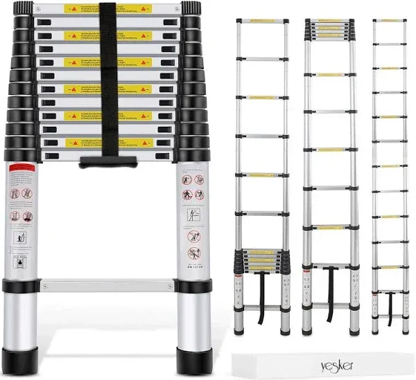 12.5ft Telescoping Ladder Aluminum Telescopic Extension Multi Purpose Ladders