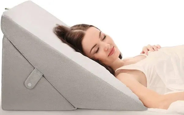 Oasiscraft Bed Wedge Pillow, 8&12 inch Adjustable Memory Foam Sleeping Pillow Folding Incline Cushion System for Legs with Washable Removable Cover