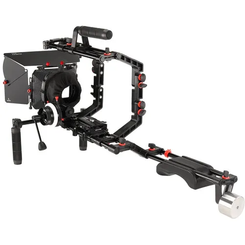 Shoulder Rig Kit w Matte Box & Follow Focus for DSLR Cameras. Ergonomic & Stable, 6” to 9” Convertible Size. Adjustable Handles, ¼” Threads. Comfy Shoulder Pad, Quick Release Plate (FC-03)