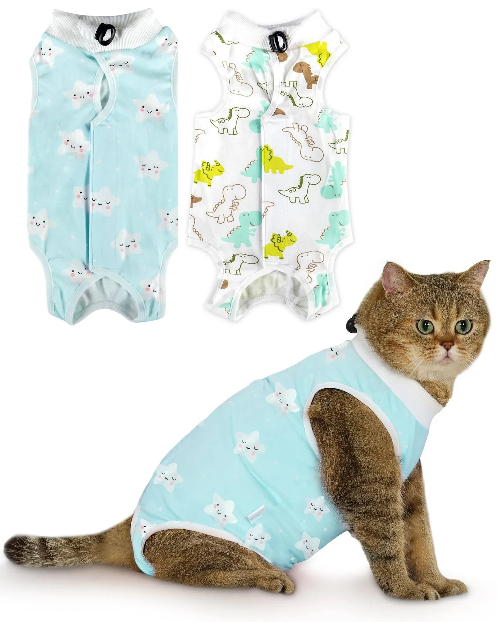 ANWA 2 Pack Cat Recovery Suit - Breathable Cat Surgery Recovery Suit Female Cat Onesie for Cats After Surgery Cat Spay Recovery Suit Female Abdominal