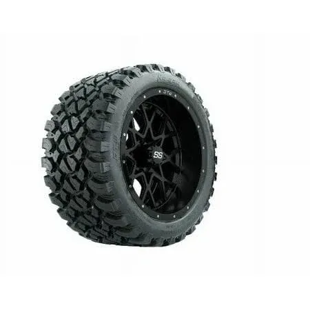 GTW Vortex 14 inch Matte Black Golf Cart Wheels and Tires Combo