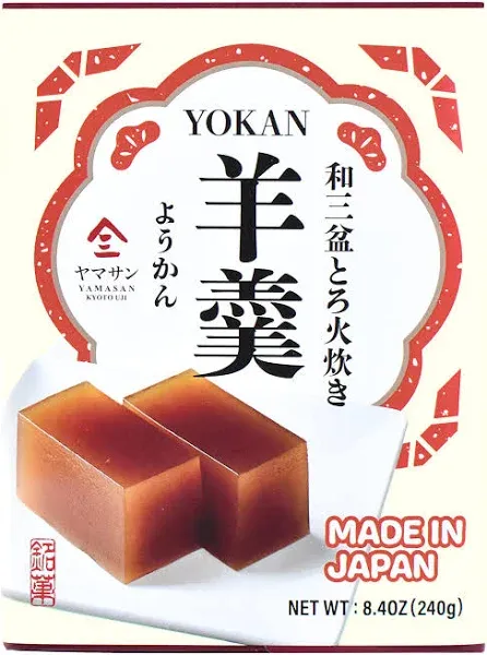 Yokan Japanese Traditional Wagashi Sweets - Sweet Koshian Anko Paste Jelly Cake, Wasanbon Sugar, No Coloring, Gluten Free, Made in Japan 240g(8.4OZ)【YAMASAN】