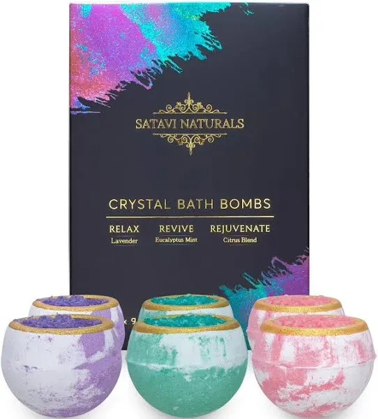 Crystal Bath Bombs 6 Pack Luxurious Aromatherapy Bath Bombs Enriched