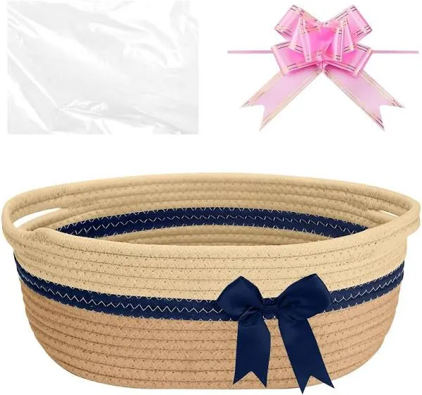 Woven Basket with Gift Bags and Ribbons