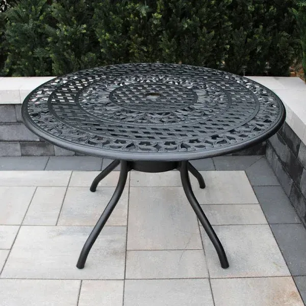 Oakland Living 48" Ornate Mesh Aluminum Round Patio Dining Table