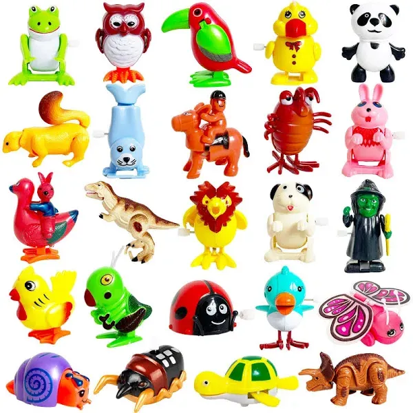 Baaxxango 24 Pcs Wind Up Toys Assorted Animals Bulk Flipping Walking Jumping Clockwork Toy,Wind Up Animal Party Favors Toy for Birthday Birthday