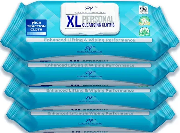 HIGH TRACTION XL UBER THICK Adult WIpes Wash Cloths LARGE &amp; STRONG 4 packs x ...