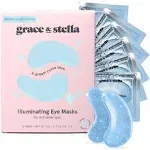 Grace & Stella Award Winning Under Eye Mask (Blue, 6 Pairs) Reduce Dark Circles, Puffy Eyes, Undereye Bags, Wrinkles, Gel Under Eye Patches, Nurse