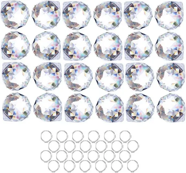 Crystalsuncatcher 24pcs Clear Crystal Ball Prism Suncatcher Rainbow Pendants Maker Hanging Crystals Prism