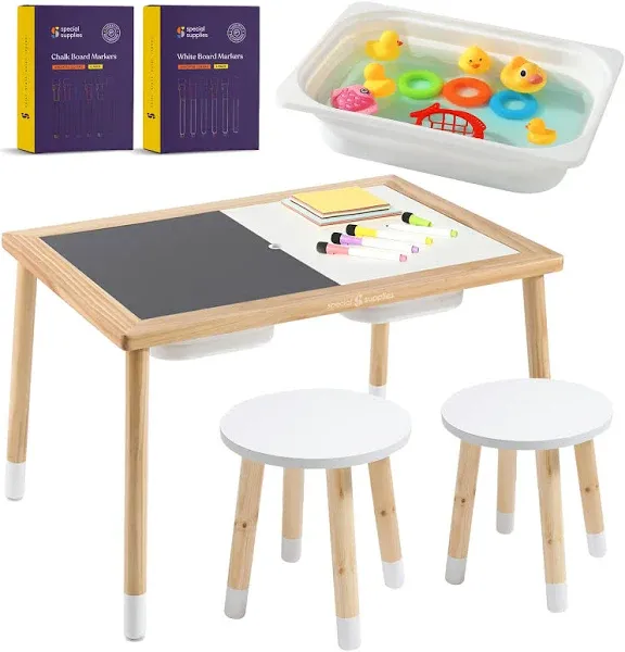 Special Supplies Toddler Sensory Table with Bins, Sand and Water Table for Kids, Writable Lids, Chalk Dry Erase Markers, for Active, Hands-On Fun Play, Arts and Crafts