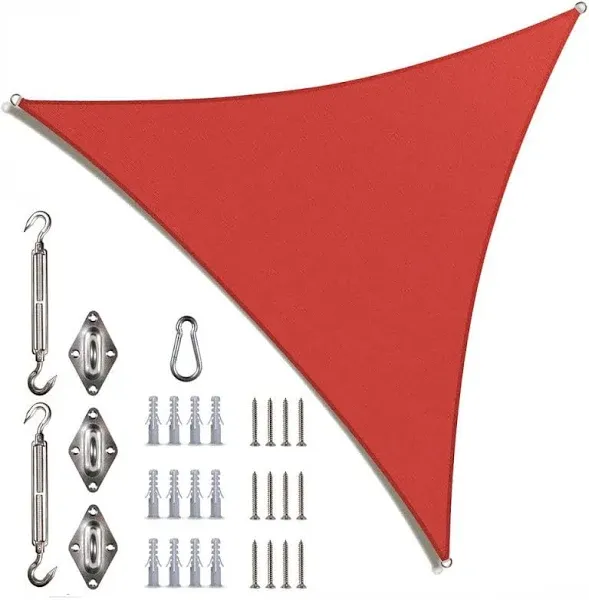 Equilateral Triangle Sun Shade Sail Canopy, Commercial Grade, 17 Sizes, 9 Colors