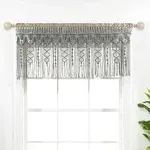 Lush Decor Boho Macrame Textured Cotton Valance, 50" W x 20" L, White - Boho Kitchen Curtains & Wall Decor - Macrame Valance - Bathroom Window Curtains