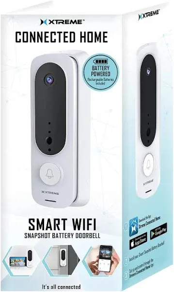 Xtreme Smart Snapshot Battery Doorbell, 2.4GHZ Wi-Fi Doorbell with Instant Notifications, Remote Access, Motion Detection, Battery-Powered, No Hub Required, App Compatible with Android & iPhone