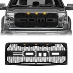 American Modified Front Grill Hood Compatible with 2009-2014 Ford F150 Trucks, Matte Black