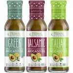 Primal Kitchen Italian Dressing, Balsamic Vinaigrette, and Greek Dressing & Marinade, Made with Avocado Oil, 8 Fluid Ounces, Variety Pack of 3