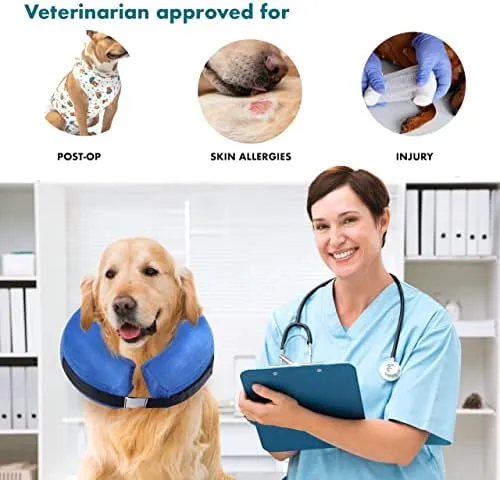 E-KOMG Dog Cone After Surgery Protective Inflatable Collar Blow Up Dog Collar Pet Recovery Collar for Dogs and Cats Soft