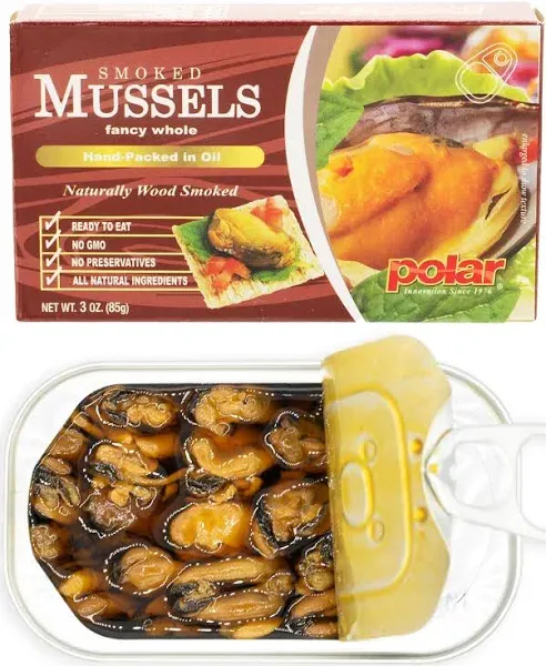 MW Polar Seafood, Smoked Mussels, 3-Ounce (Pack of 24)