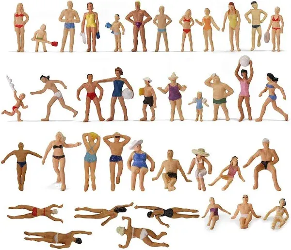 40 pcs Miniature Swimming People Figures 1:87 HO Scale Models Toys Beach Pool Scenery Layout Scene Accessories Diorama Supplies