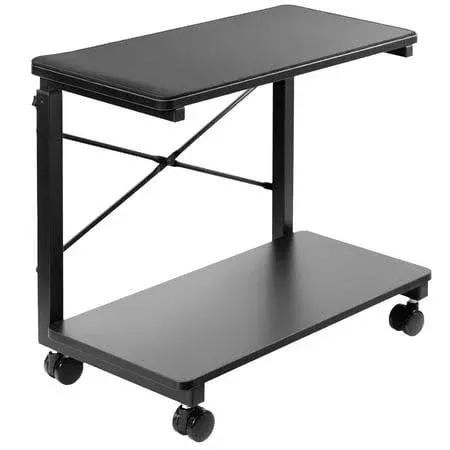 VIVO Mobile Adjustable PC Cart with Storage, Premium CPU Holder, Fits Oversized Gaming PC’s, Printers, and More, Computer Tower Floor Stand with Wheels, Black, CART-PC03P