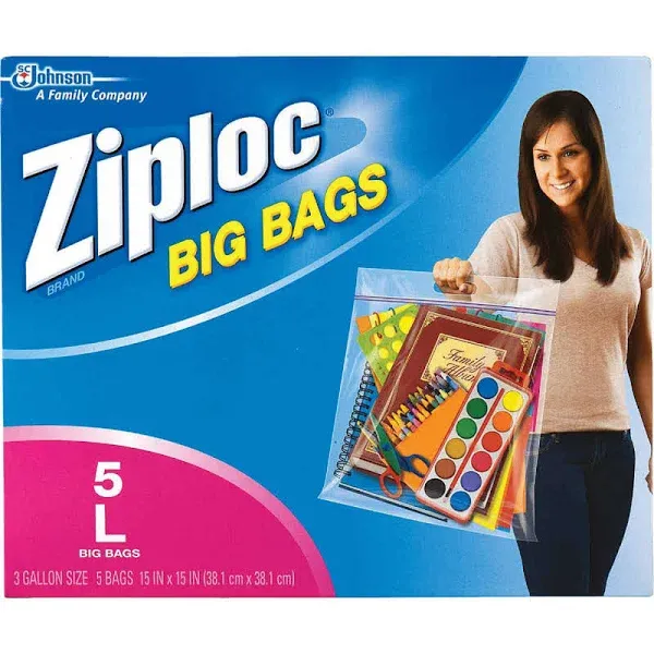 Ziploc Big Bags, Large, 5 Count