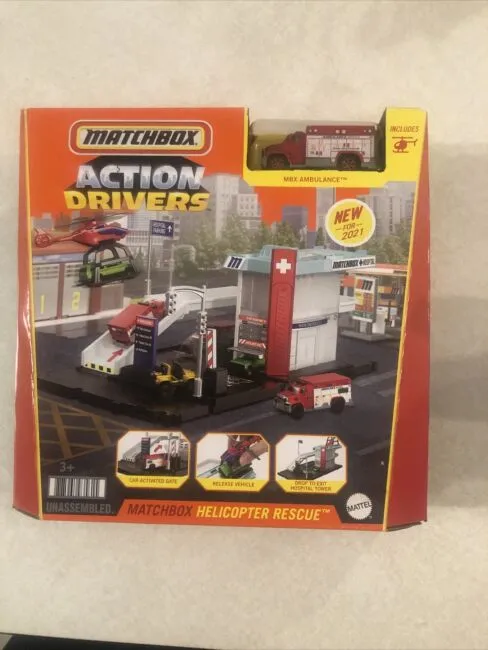 Matchbox Action Drivers Fire Station Rescue Playset & 1:64 Scale Toy Firetruck with Lights & Sounds