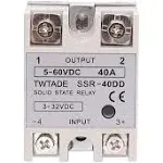 TWTADE 2PCS SSR-40 DA 40A DC 3-32V to AC 24-380V SSR Single Phase Solid State Re