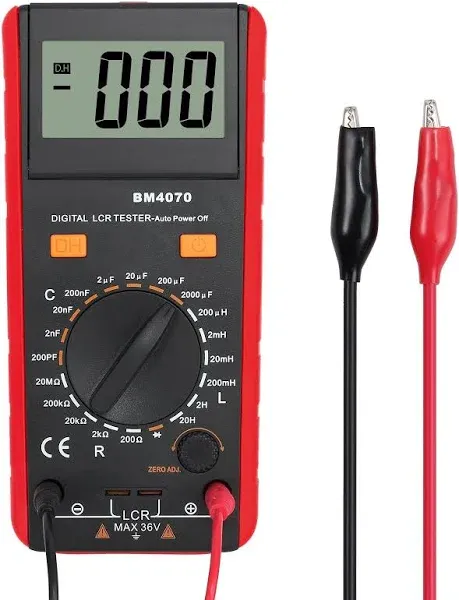 CAMWAY LCR Meter LCD Capacitance Inductance Resistance Tester Measuring Meter Self-Discharge pF nF μF with Overrange Display