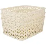 Simplify 25173-HGREY-3Pk Herringbone Storage Basket, Small, Heather Grey, 3 Count