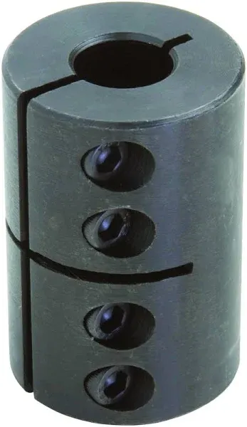 Climax Part CC-100-050 Mild Steel, Black Oxide Plating Clamping Coupling, 1 inch X 1/2 inch bore, 2 inch OD, 3 inch Length, 1/4-28 x 5/8 Set Screw