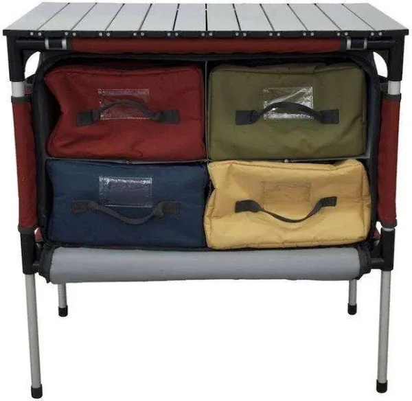 New Camp Chef Sherpa Table And Organizer Fits 4 Zippered Storage Bags Black/Red