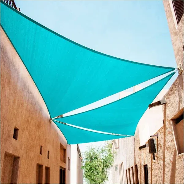 ColourTree 8&#039; x 8&#039; x 8&#039; Beige Triangle Sun Shade Sail Canopy Mesh Fabric UV B...