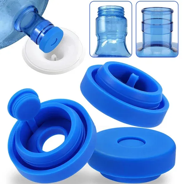 Leak-Proof 5 Pack Replacement Silicone Lids for 5 Gallon Water Jugs - BPA Free