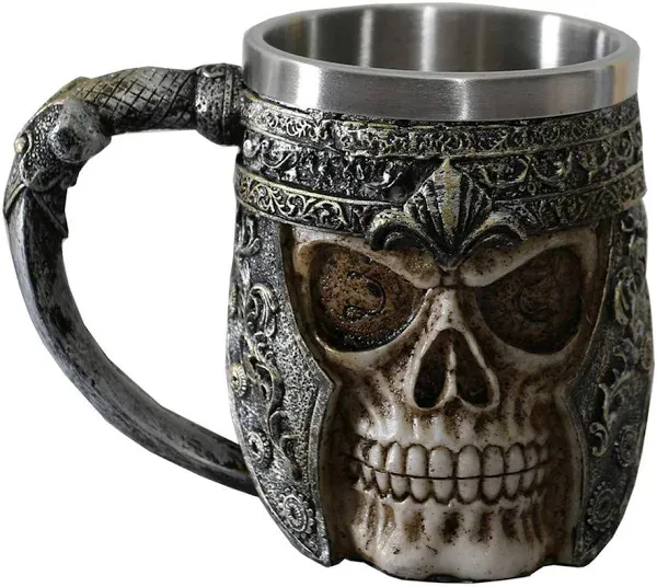 13oz Skull Coffee Mug Viking Skull Beer Mugs Stainless Steel Liner Gift for Men Father's Day Gifts