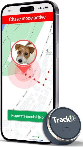 Tracki Dog GPS Tracker Tiny & Light Waterproof Fits All Pet Collars, Unlimited Distance Works Worldwide Mini Size Smart Locator Subscription Required