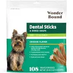 Wonder Bound Chicken Flavor Dental Sticks for Tiny Dogs (5-20 lbs) for plaque