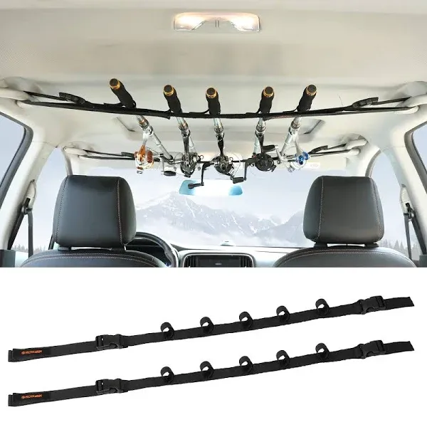 2 Pack Vehicle Fishing Rod Rack Holder Straps Adjustable 30 to 54 Inches Hori...